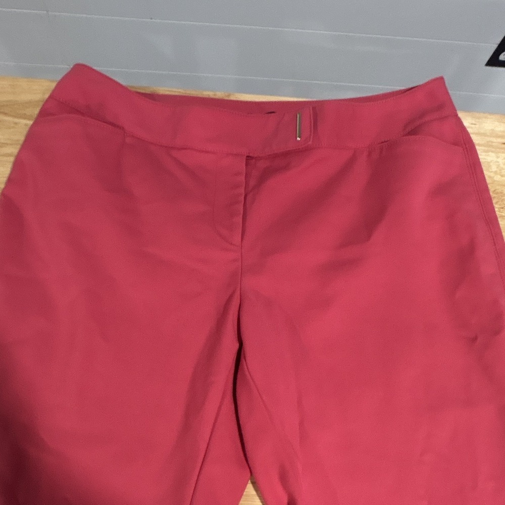 Size 10R-White House Black Market Red Pants Slim Fit Capri Leg Flat 25 inseam